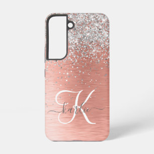 Rose Gold Pretty Girly Silver Glitter Sparkly Samsung Galaxy Case