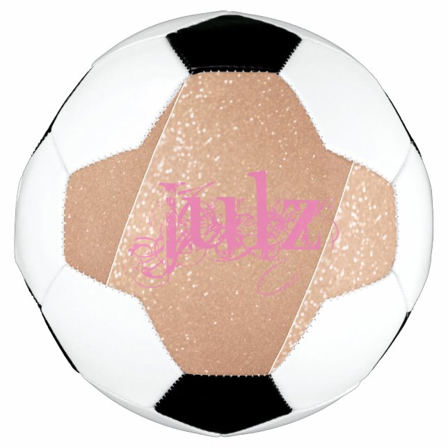Rose Gold Pretty in Pink Personalize Soccer Ball (Front)