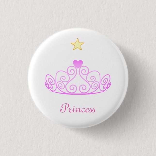 Rose gold Princess tiara, star & calligraphy 1 Inch Round Button (Front)