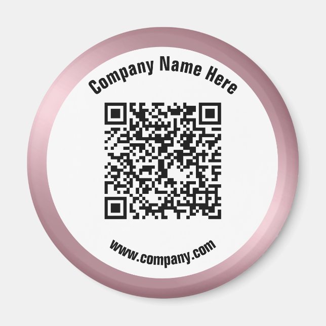 Rose Gold Promotional Business Name QR Code Magnet (Front)