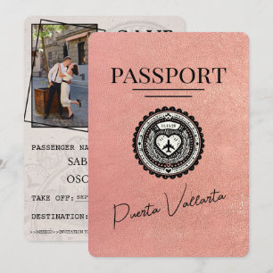 Rose Gold Puerta Vallarta Passport Save The Date
