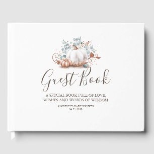 Rose Gold Pumpkin Fall Baby Shower Wishes & Wisdom Guest Book