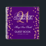 Rose Gold Purple 21st Birthday Guestbook Confetti Notebook<br><div class="desc">An elegant 21st Birthday Party Guest Book template with Rose Gold Glitter Confetti on Purple design and easy to customize text.</div>