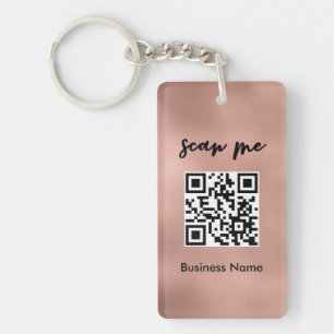 Rose Gold QR Code Business Card Your Logo Custom  Keychain