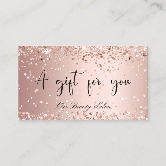 Rose gold qr code business gift certificate  (Front)
