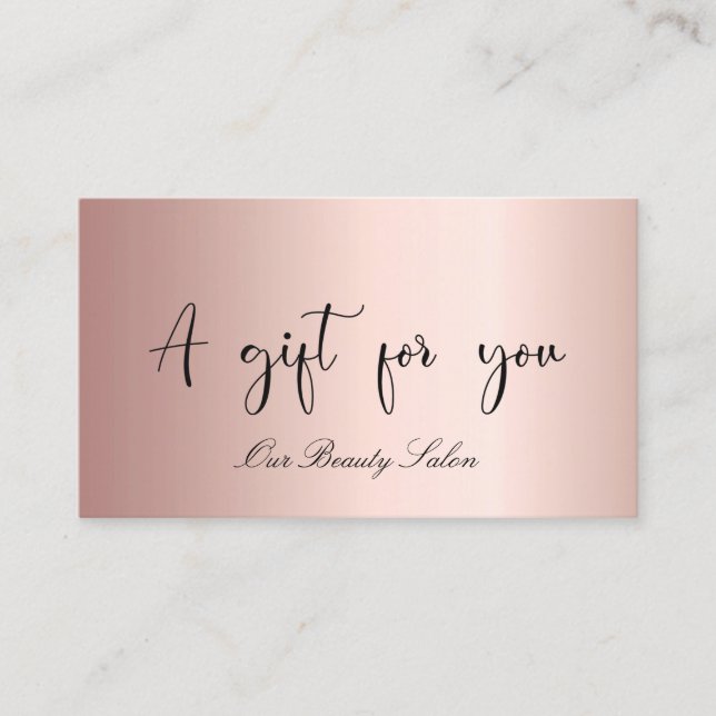 Rose gold qr code business gift certificate card (Front)