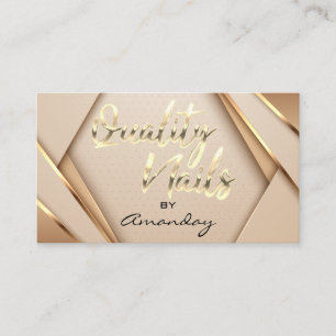 Rose Gold Quality Nails Script Geometric Frame  Business Card