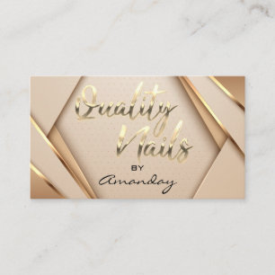 Rose Gold Quality Nails Script Geometric Logo  Business Card