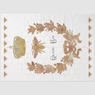 Rose Gold Queen Bee Crown Royal Glitter Decoupage Tissue Paper