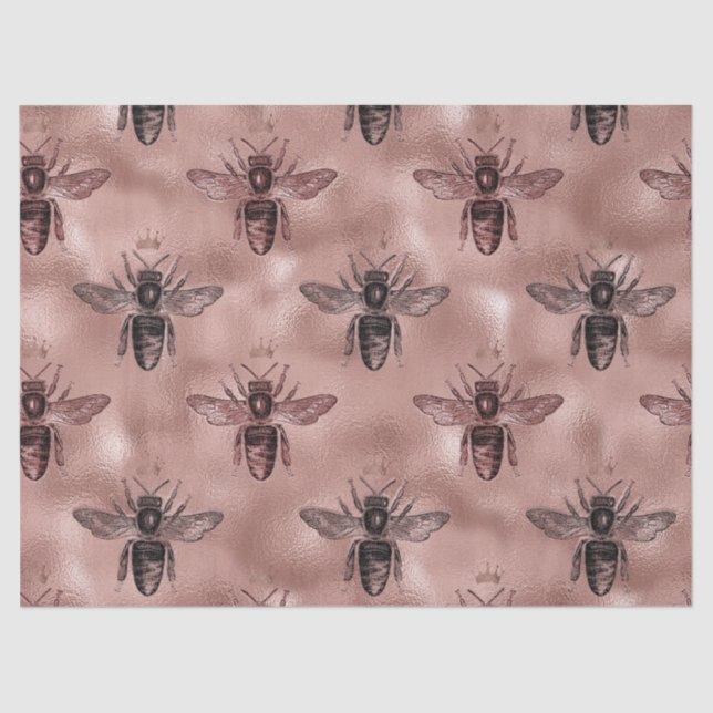 Rose Gold Queen Bee Decoupage Tissue Paper (Front)