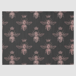 Rose Gold Queen Bees on Black Decoupage Tissue Paper