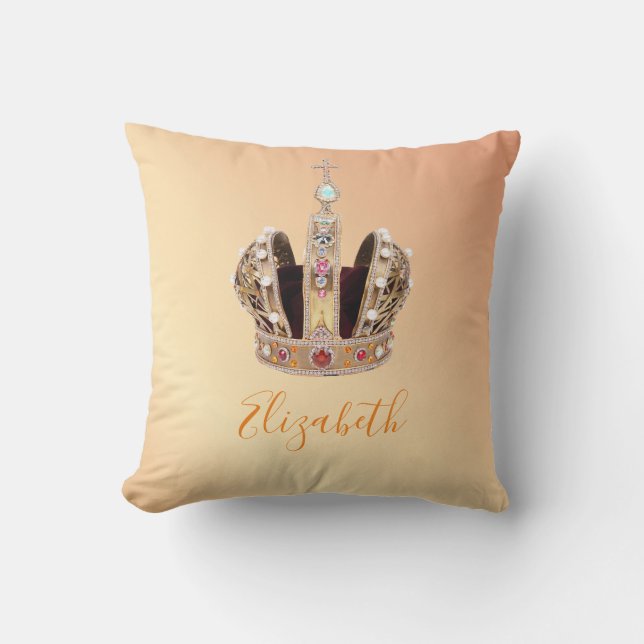 Rose gold queen princess tiara name throw pillow (Front)
