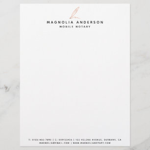 Rose Gold Quill Mobile Notary Letterhead
