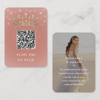 Rose Gold Quinceañera Crown Scan Me QR RSVP
