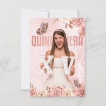 Rose Gold Quinceanera Floral Princess Butterfly