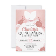 Rose Gold Quinceanera Floral Princess Dress