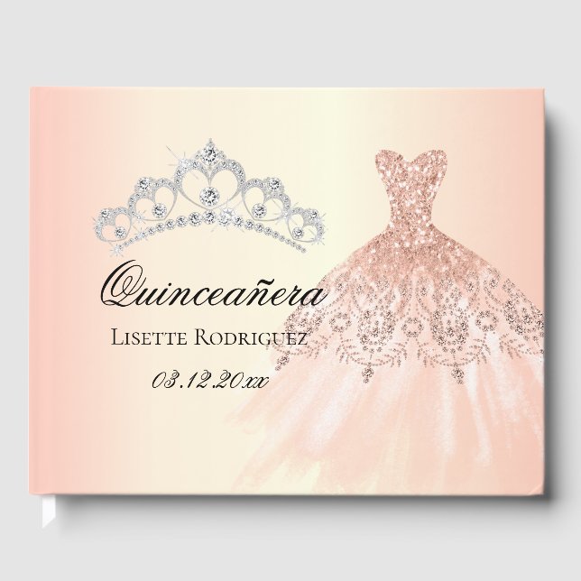 Rose Gold Quinceanera Personalized Guest Book (Front)