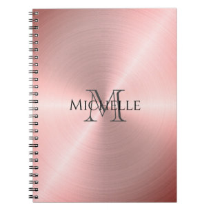 Rose Gold Radial Metallic Monogram Notebook
