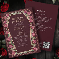 Rose Gold Red Gothic Coffin Wedding QR Code