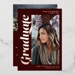 Rose gold red graduate script 3 photos graduation