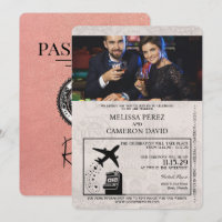 Rose Gold Reno Passport Wedding Invitation