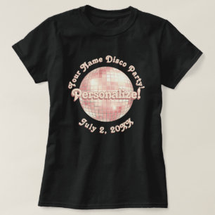 Rose Gold Retro Disco Ball PERSONALIZED T-Shirt