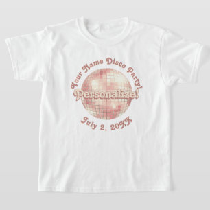 Rose Gold Retro Disco Ball PERSONALIZED T-Shirt
