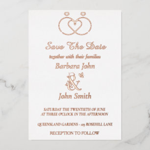 Rose Gold Rings Minimalist Save The Date Card