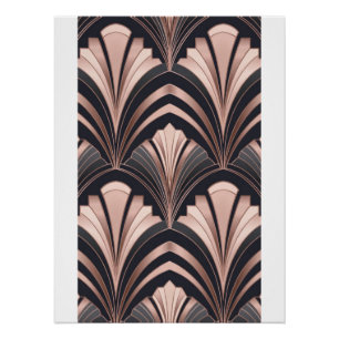 Rose Gold Romance Neo Art Deco Fan Design Poster