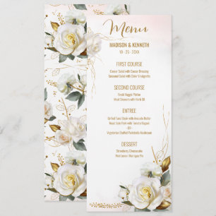 Rose Gold Romantic Floral Wedding Menu