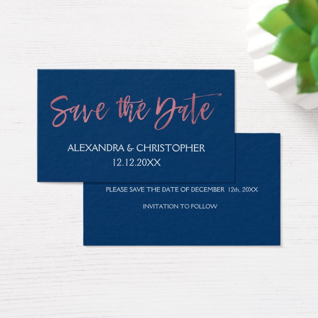 Rose Gold Rose et Navy Blue Foil Enregistrer la da (Bureau)