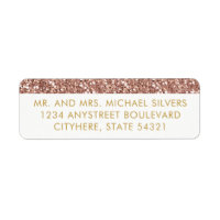 Rose Gold Rose Glitter Stripe Return Address