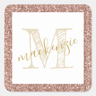 Rose Gold Rose Parties scintillant Nom Étiquette S