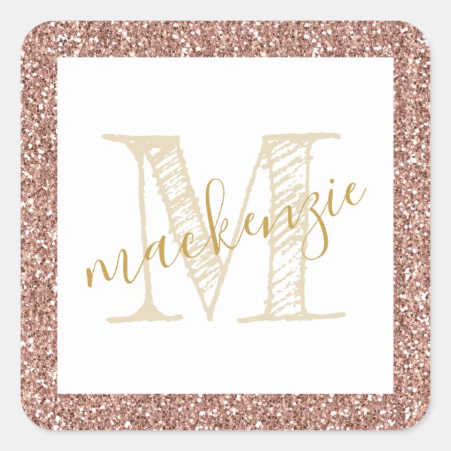 Rose Gold Rose Parties scintillant Nom Étiquette S (Devant)