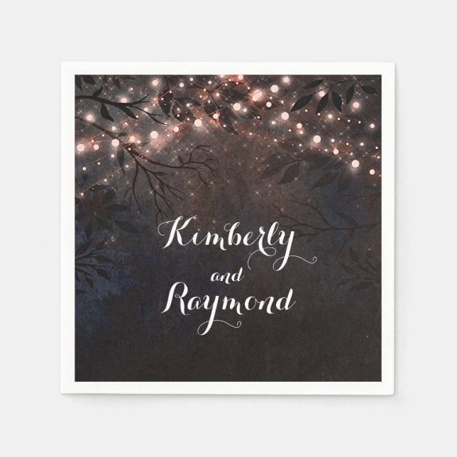 Rose Gold Rustic Country Night Wedding Napkin (Front)