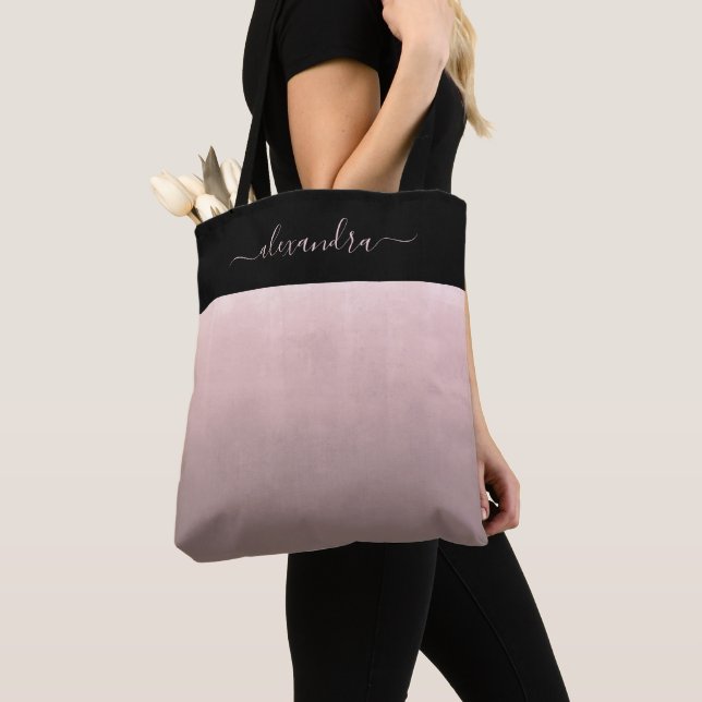 Rose Gold rustic ombre elegant personalized Tote Bag (Close Up)