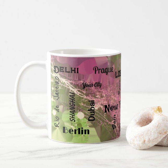 rose gold & sage green marble swirl Mega city  Coffee Mug (With Donut)