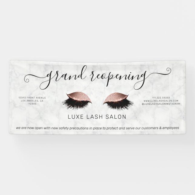 Rose Gold Salon Reopening Covid Safety Banner (Horizontal)