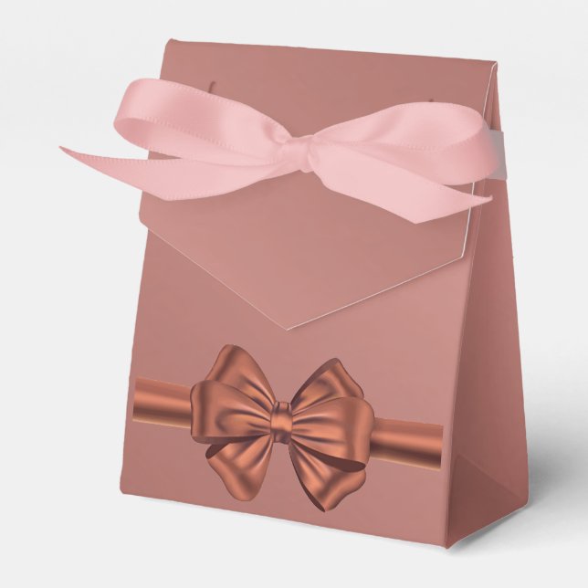 Rose Gold Satin Bow – Favor Box (Front Side)