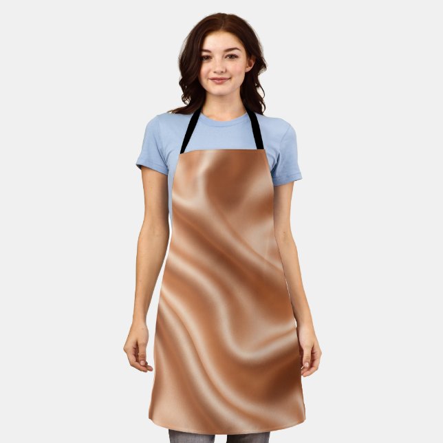Rose Gold Satin Silk Abstract Luxury Pattern Apron (Worn)