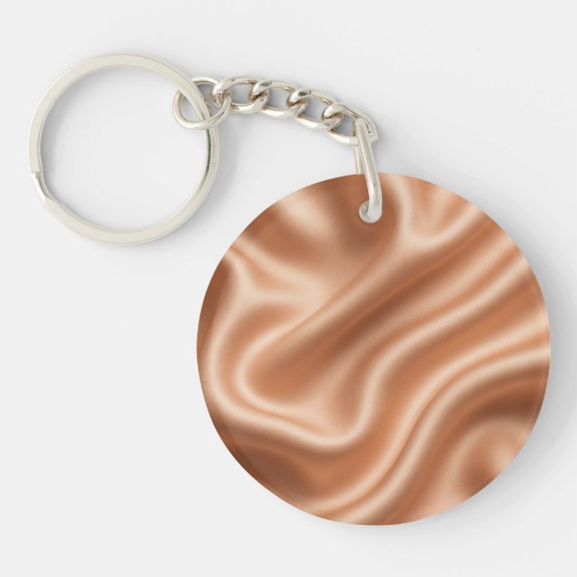 Rose Gold Satin Silk Abstract Luxury Pattern Keychain (Front)