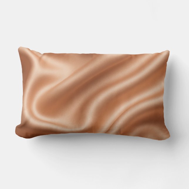 Rose Gold Satin Silk Abstract Luxury Pattern Lumbar Pillow (Front)