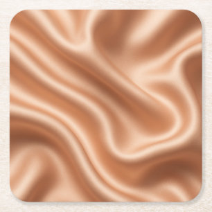 Rose Gold Satin Silk Abstract Luxury Pattern Square Paper Coaster