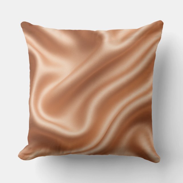 Rose Gold Satin Silk Abstract Luxury Pattern Throw Pillow (Front)