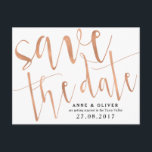 Rose Gold Save the Date Postcard Rustic<br><div class="desc">Congratulations on your engagement! Get the word out there with this rose gold save the date in postcard style - or delete the background and send as a normal card with an envelope. To customize,  simple add your wording into the template or select 'customize further' to move wording around.</div>
