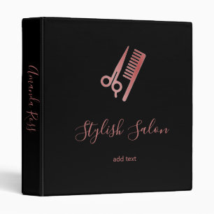 Rose gold scissors and comb black binder