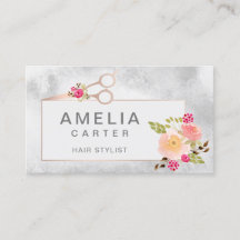 rose Gold Scissors Floral Hair Stylist Salon