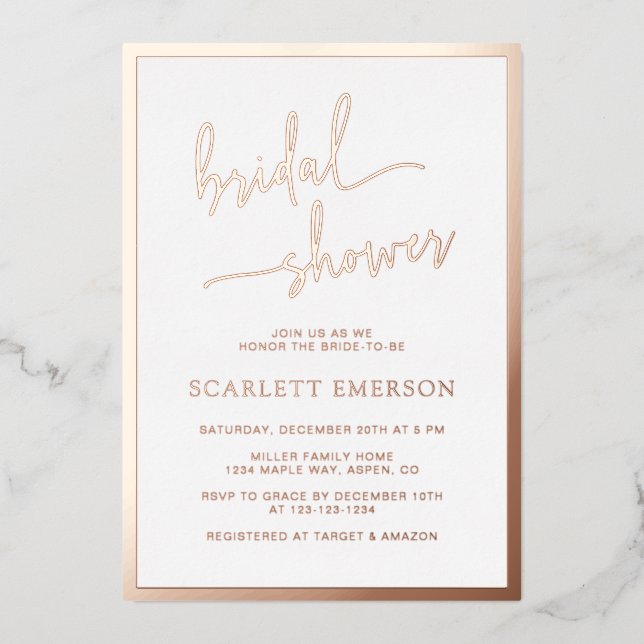 Rose Gold Script Bridal Shower (Front)