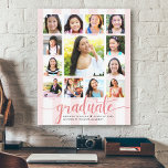 Rose Gold Script Graduation K–12 Photo Collage Canvas Print<br><div class="desc">Be proud, rejoice and showcase this milestone of your favourite grad. Create this girly, stunning, simple, modern, personalized high school graduation K – 12 photo collage canvas wall art for a keepsake you’ll always treasure. A fun, elegant visual of rose gold glitter script typography, along with her name, class year,...</div>