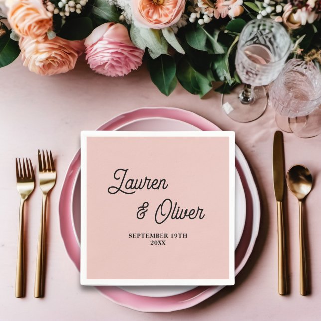 Rose Gold Script Minimalist Wedding Napkin (Creator Uploaded)